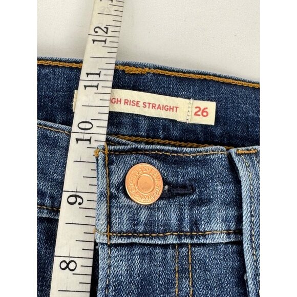 Levi's 724 NEW High Rise Straight Medium Wash Jean W26 L30 Short Casual Stretch - Picture 7 of 14